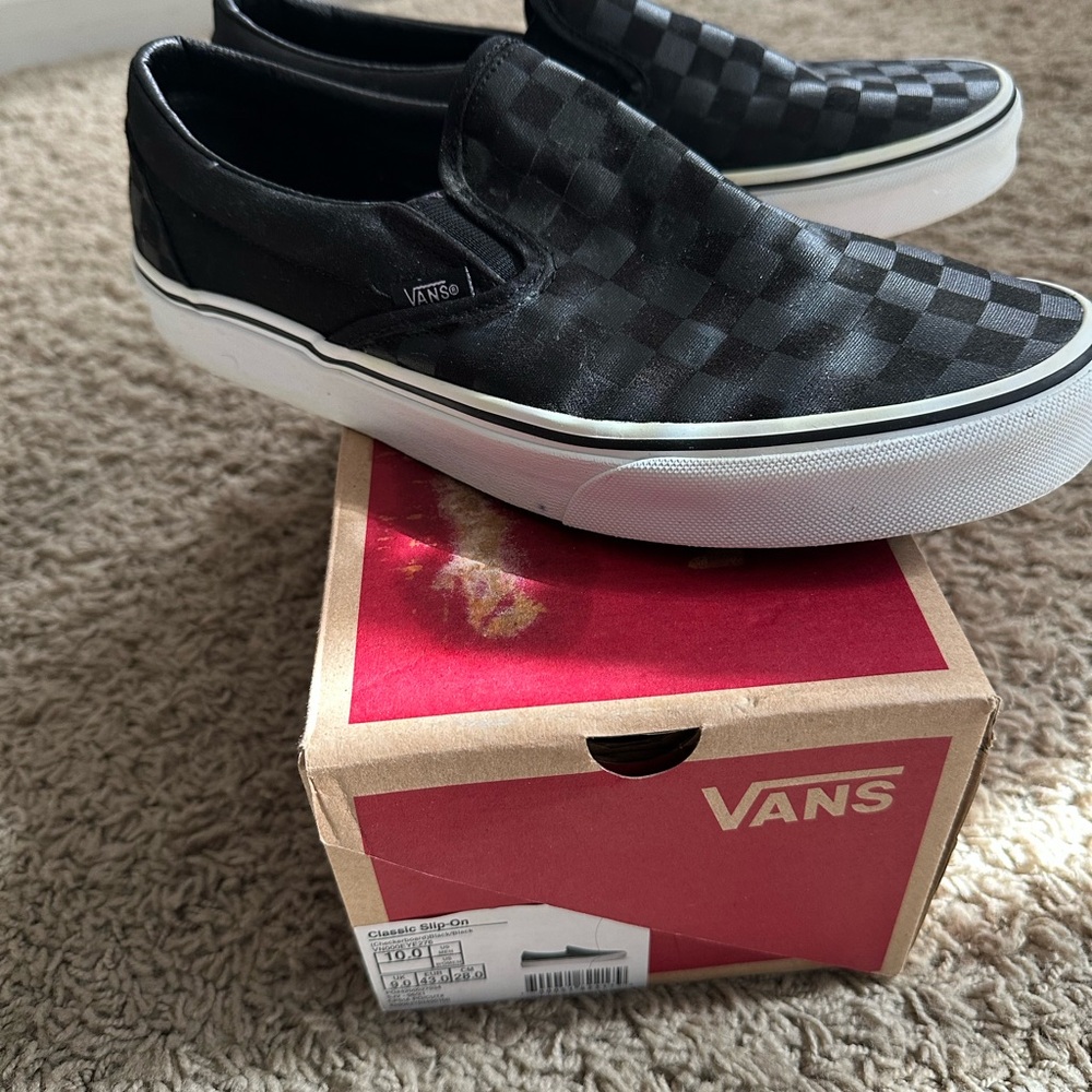 Vans Black Checkered Slip-On Shoes